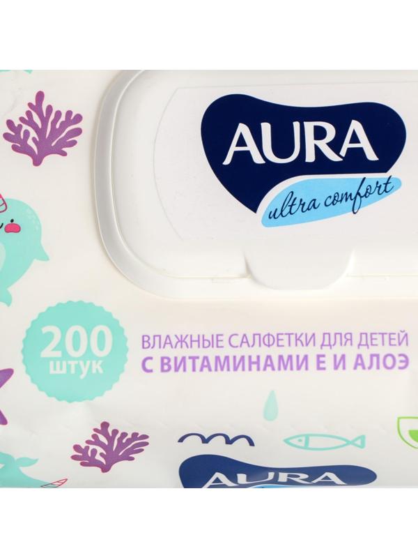 Влажные салфетки Aura Ultra Comfort, для детей, 200 шт.