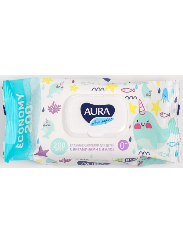 Влажные салфетки Aura Ultra Comfort, для детей, 200 шт.