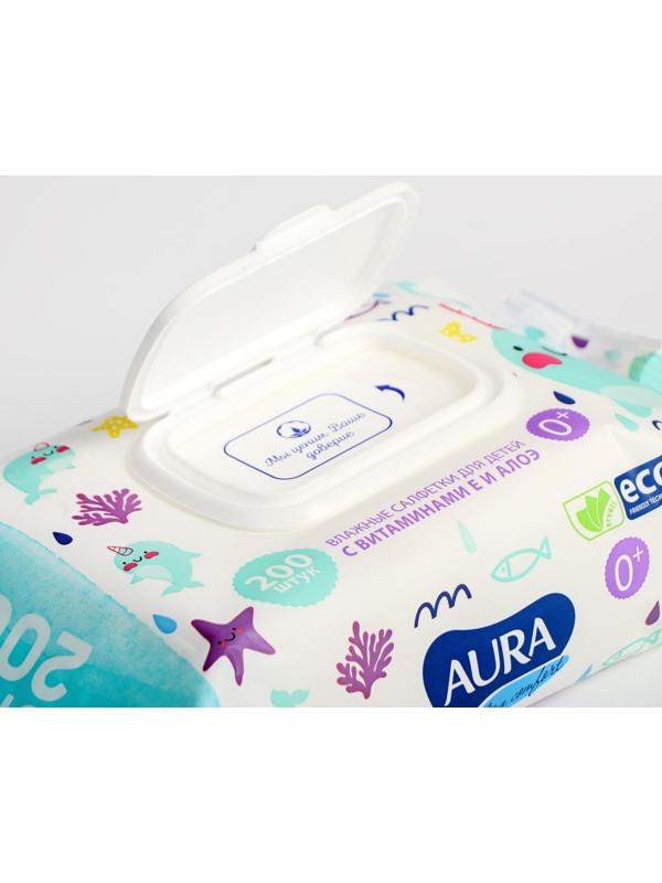 Влажные салфетки Aura Ultra Comfort, для детей, 200 шт.
