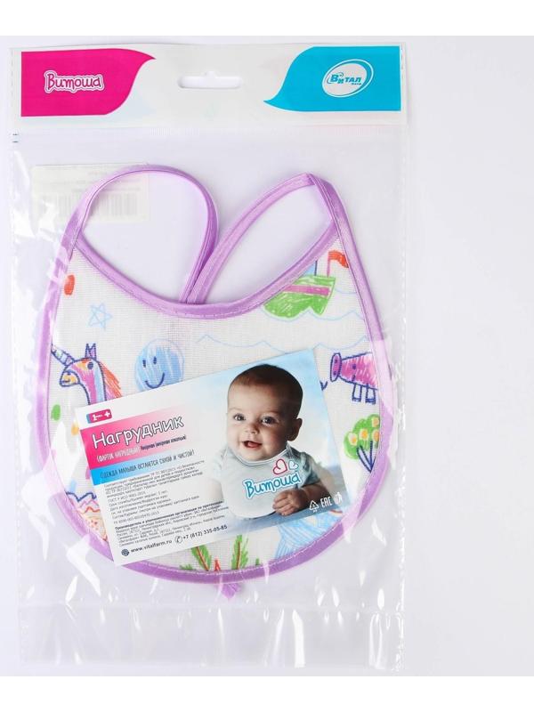 Нагрудник из клеёнки с ПВХ-покрытием, на завязках, с рисунком