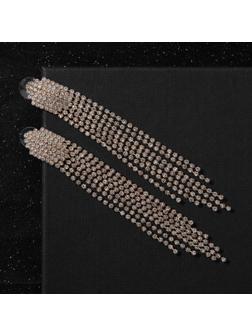 Серьги висячие со стразами 