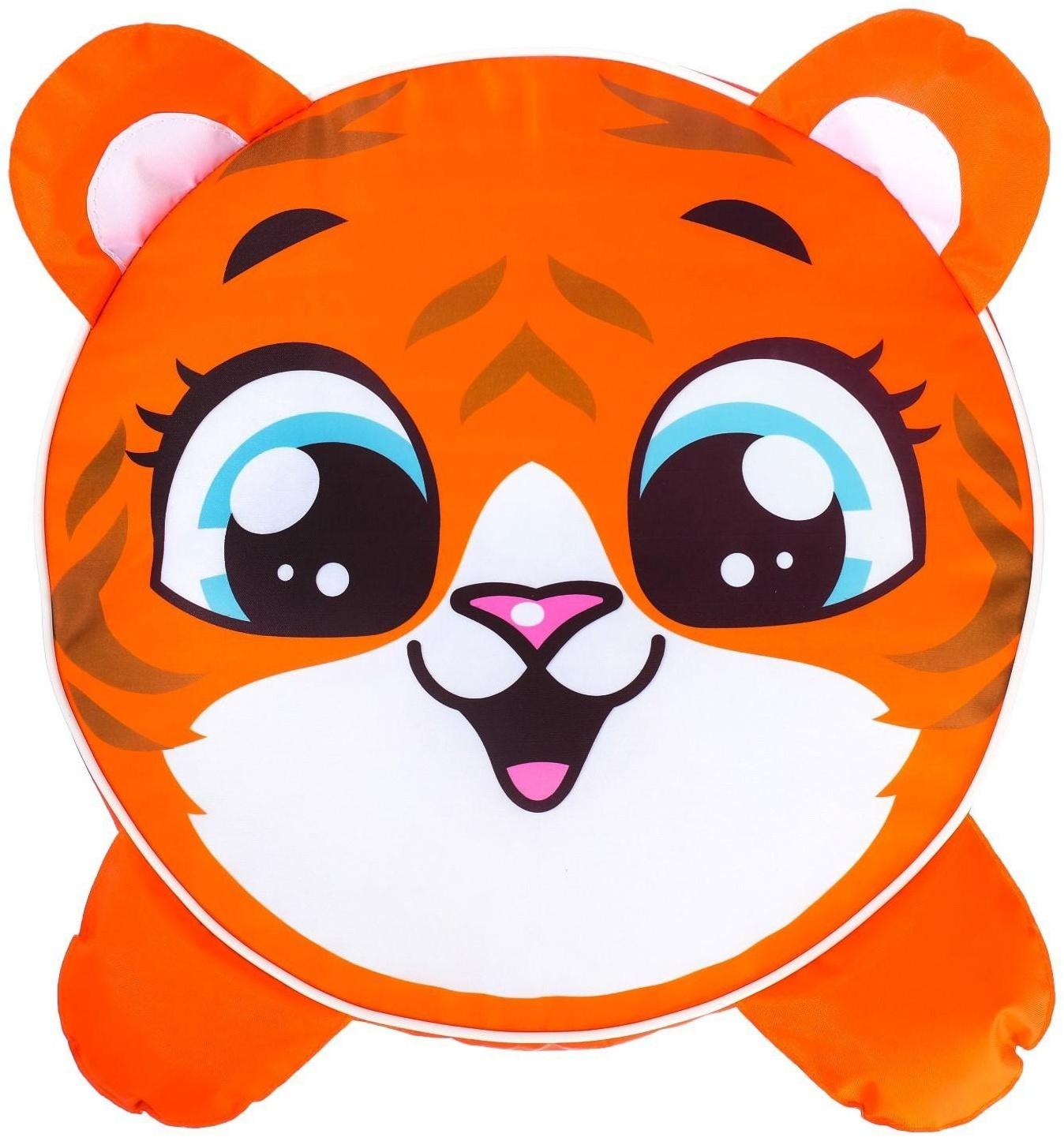 Игрушка-пуфик «Тигр», мягкая, 40 × 40 см, цвет оранжевый