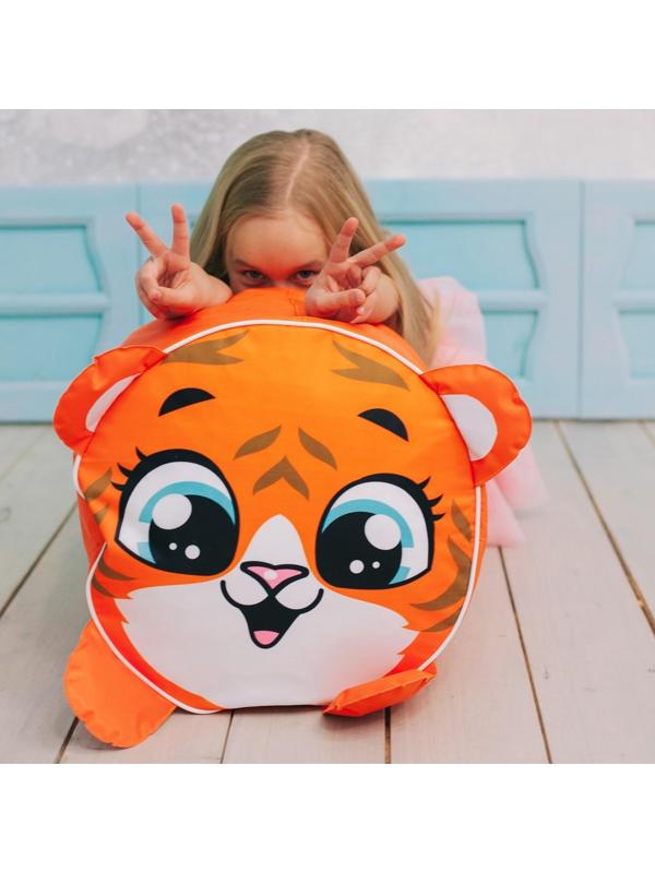 Игрушка-пуфик «Тигр», мягкая, 40 × 40 см, цвет оранжевый