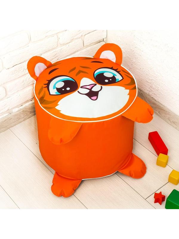Игрушка-пуфик «Тигр», мягкая, 40 × 40 см, цвет оранжевый