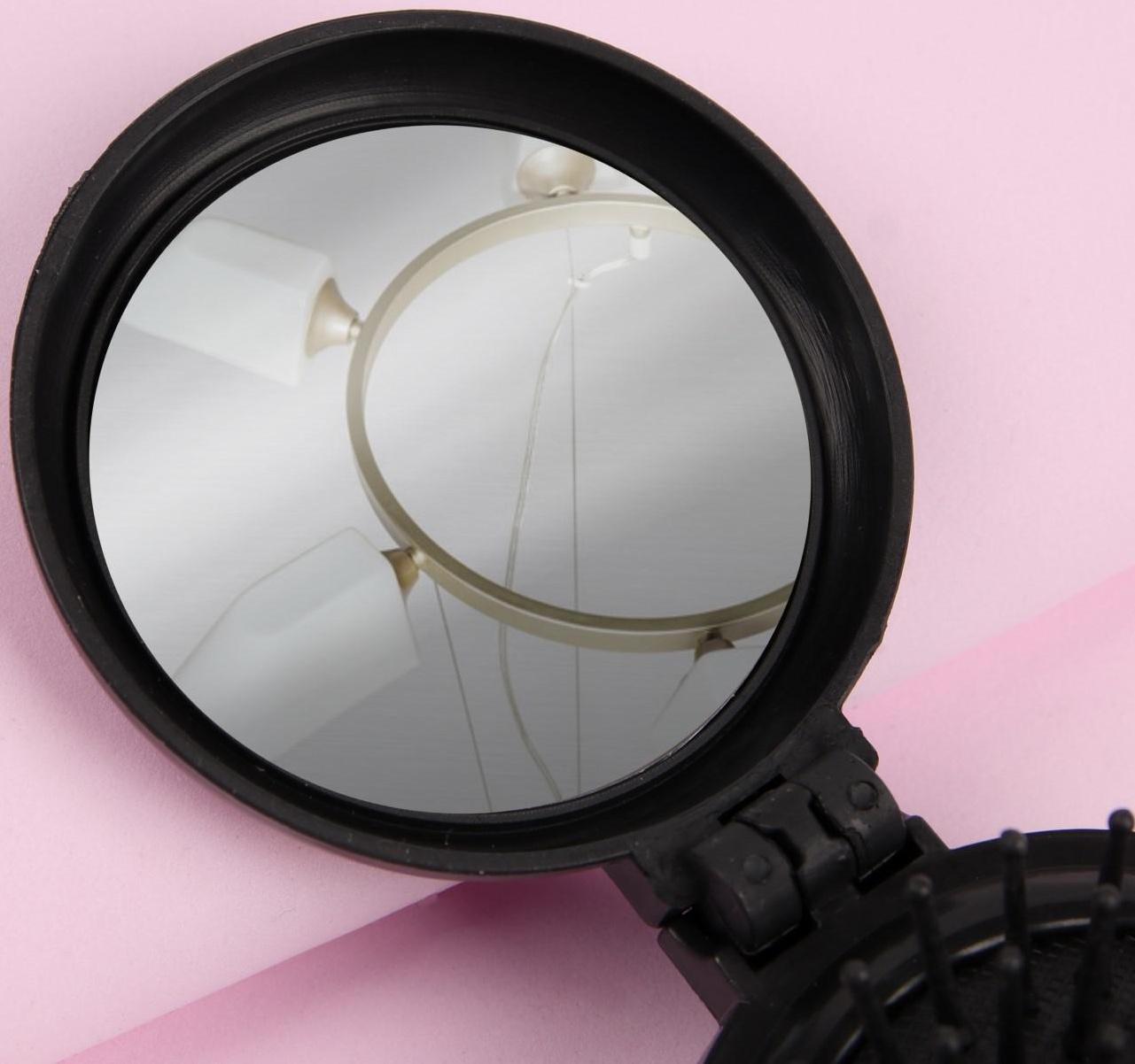 Расчёска массажная, складная, с зеркалом, d = 6,5 см, рисунок МИКС