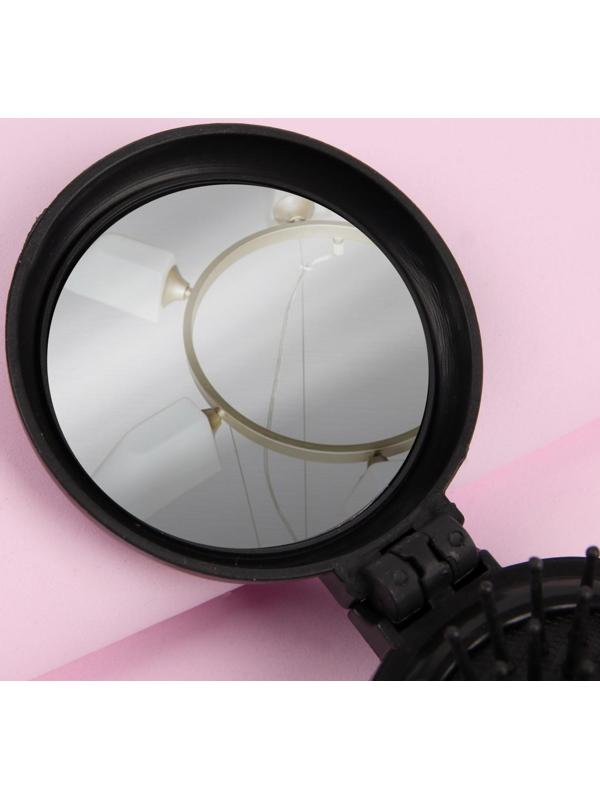 Расчёска массажная, складная, с зеркалом, d = 6,5 см, рисунок МИКС