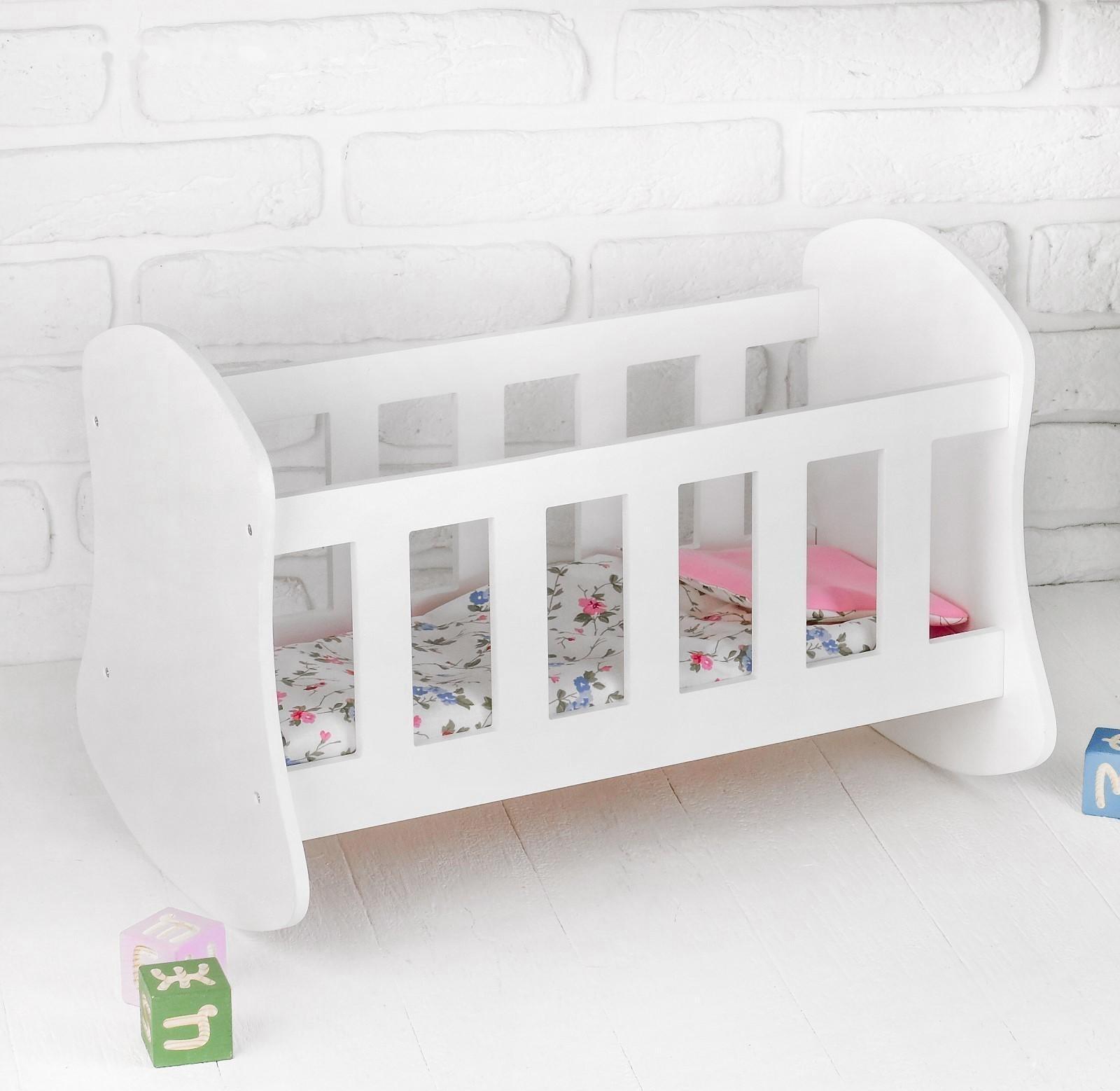 Кроватка – люлька «Люлилю» белая, с постельным бельём, МИКС