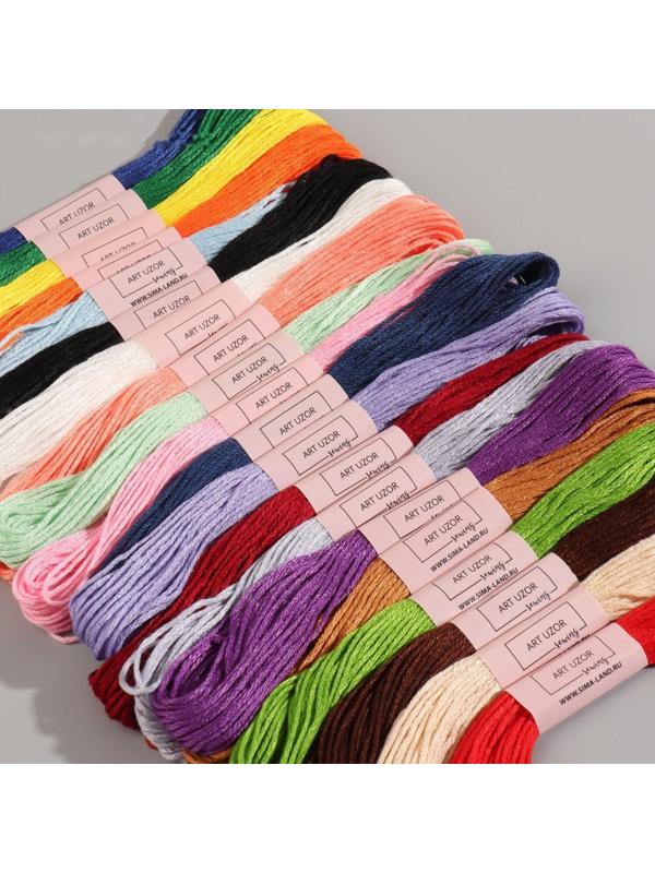 Набор для вышивания крестиком: канва без рисунка 30 × 20 см, нитки 20 шт, пяльцы d = 18 см, иглы 6 шт, шпульки 10 шт