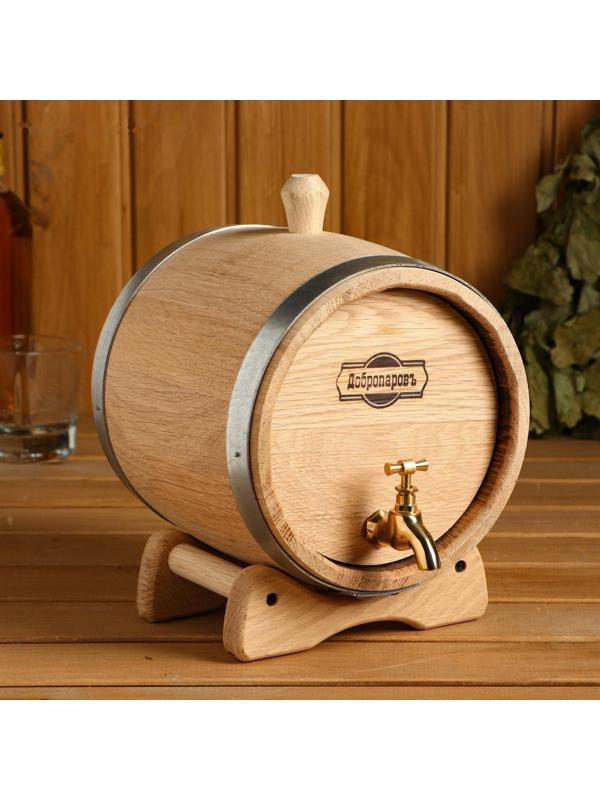 Бочка дубовая на подставке, 3л, кавказский дуб, кран из латуни