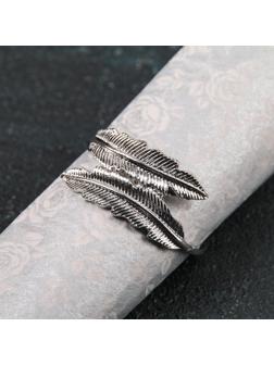 Кольцо для салфетки «Лист», 4,5×2 см, цвет серебряный