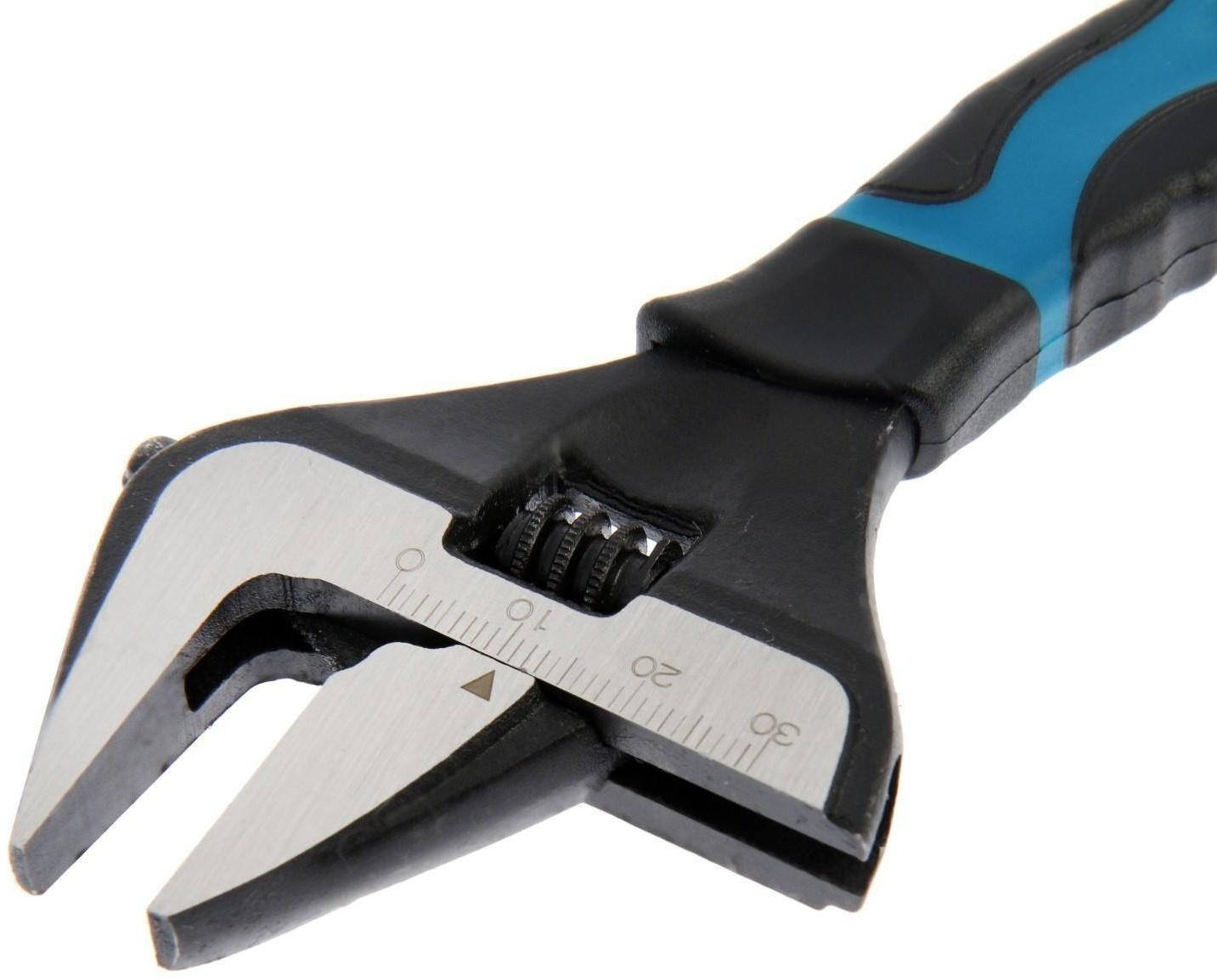 Ключ разводной с тонкими губками ТУНДРА, 2К рукоятка, раскрытие губок до 34 мм, 150 мм