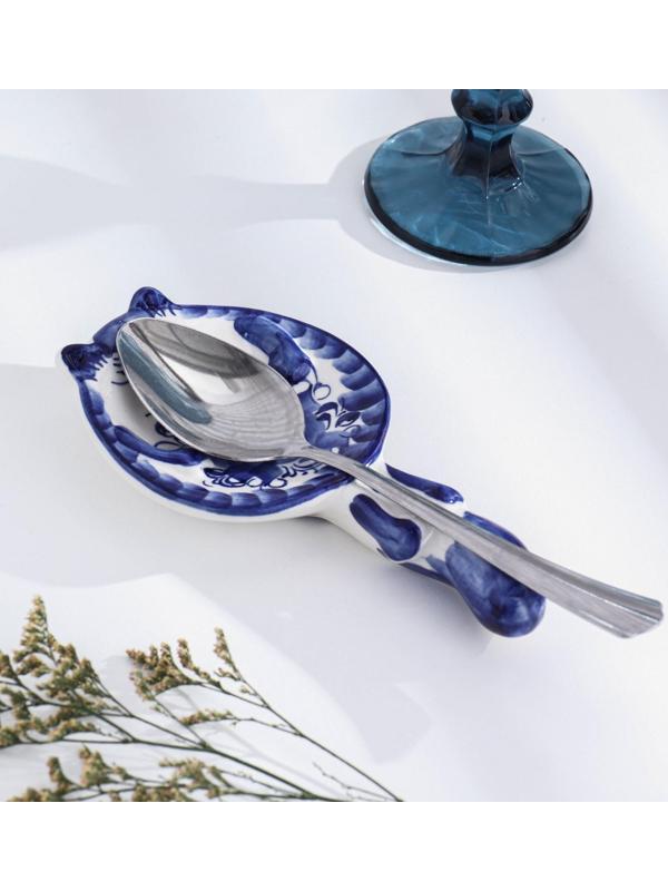 Подставка под ложку «Кот», гжель