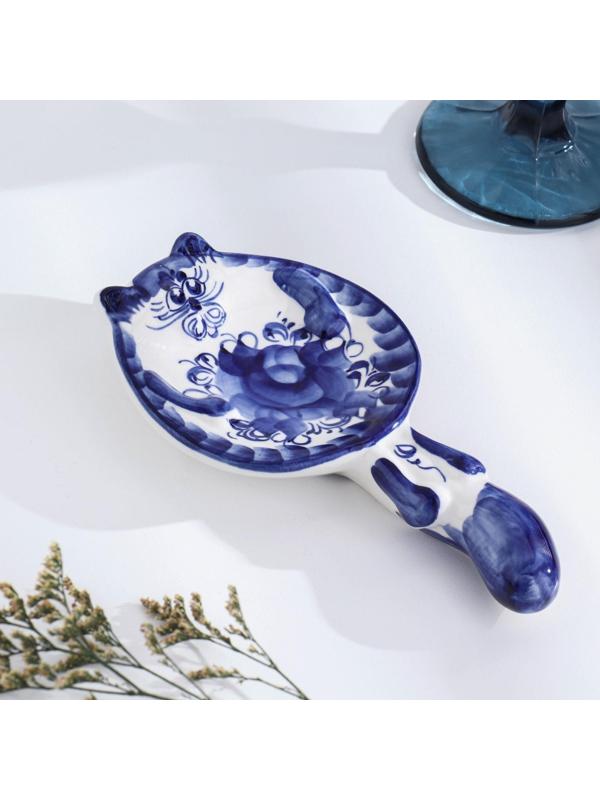 Подставка под ложку «Кот», гжель