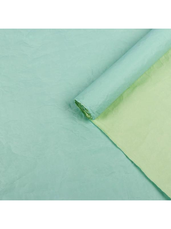 Бумага для упаковки, жатая, эколюкс, двусторонняя, двухцветная, бирюзовая, салатовая, зеленая, рулон 1 шт., 0,7 х 5 м