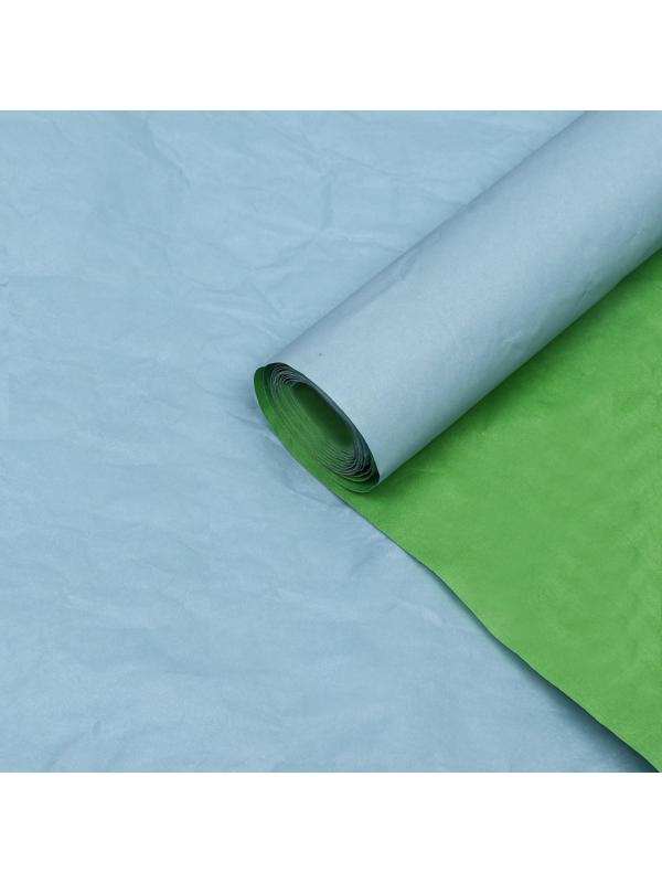 Бумага для упаковки, жатая, эколюкс, двусторонняя, двухцветная, бирюзовая, салатовая, зеленая, рулон 1 шт., 0,7 х 5 м