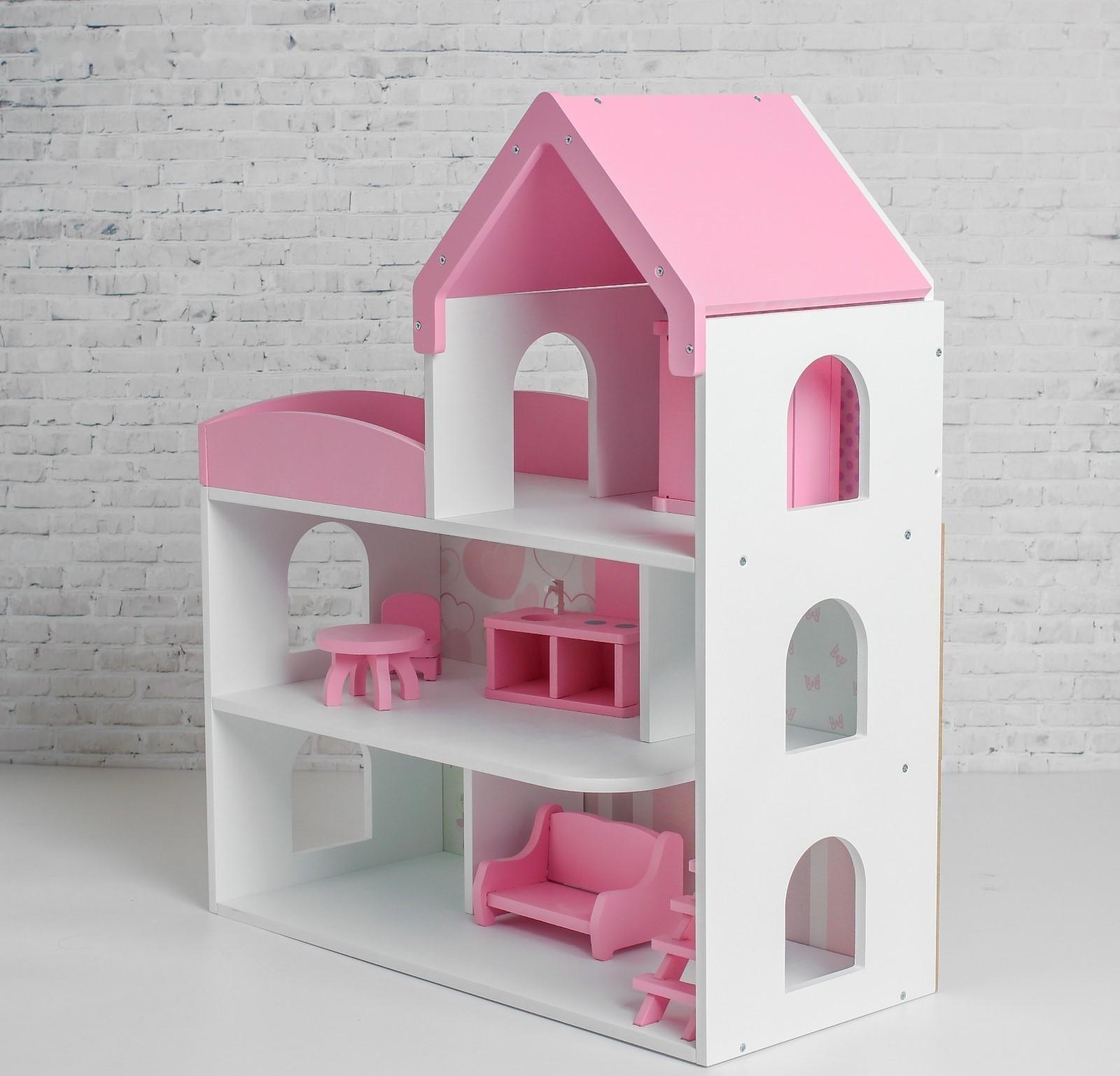 Кукольный дом «Мармелад» с обоями и набором мебели