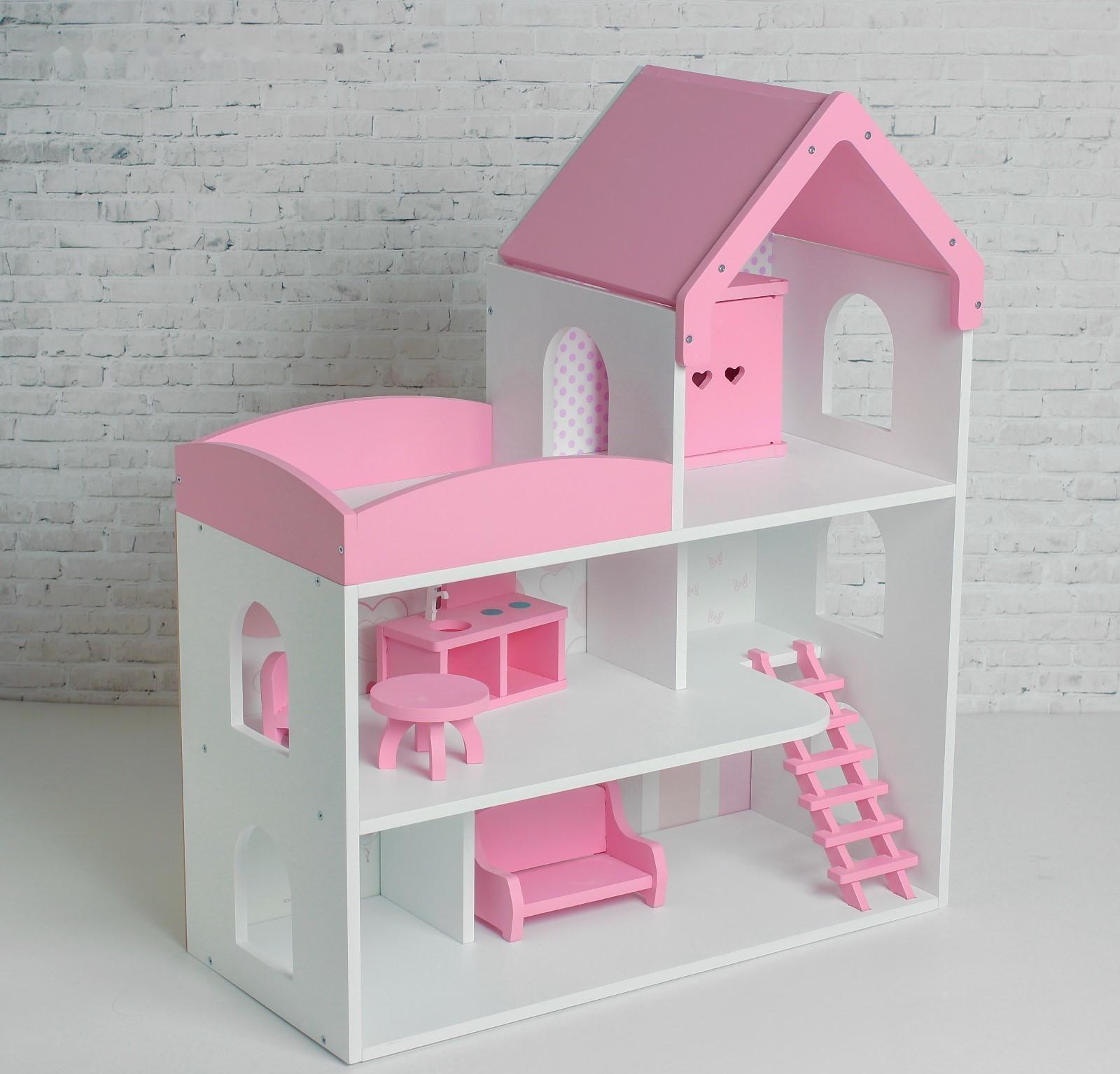 Кукольный дом «Мармелад» с обоями и набором мебели