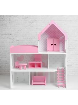 Кукольный дом «Мармелад» с обоями и набором мебели