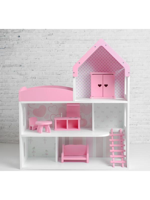 Кукольный дом «Мармелад» с обоями и набором мебели