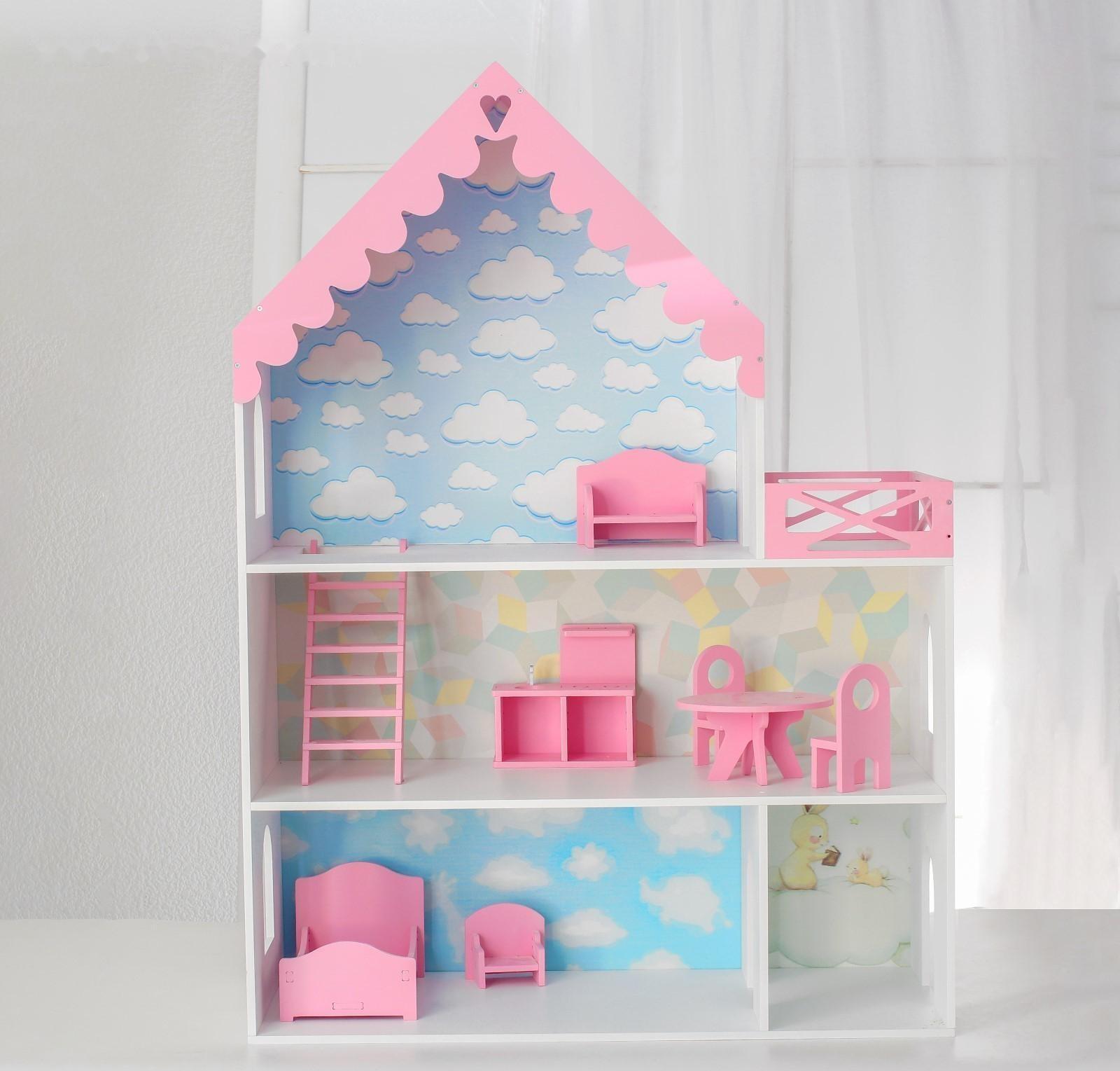 Кукольный дом «Джем» с обоями и набором мебели