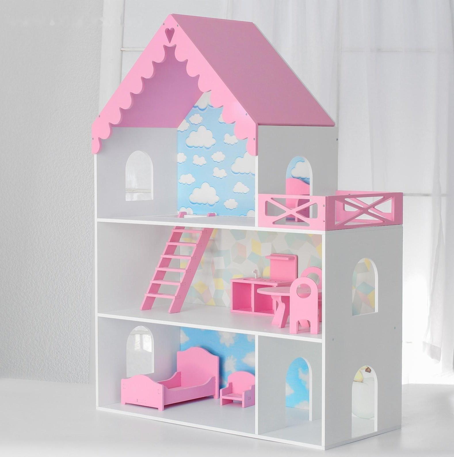 Кукольный дом «Джем» с обоями и набором мебели