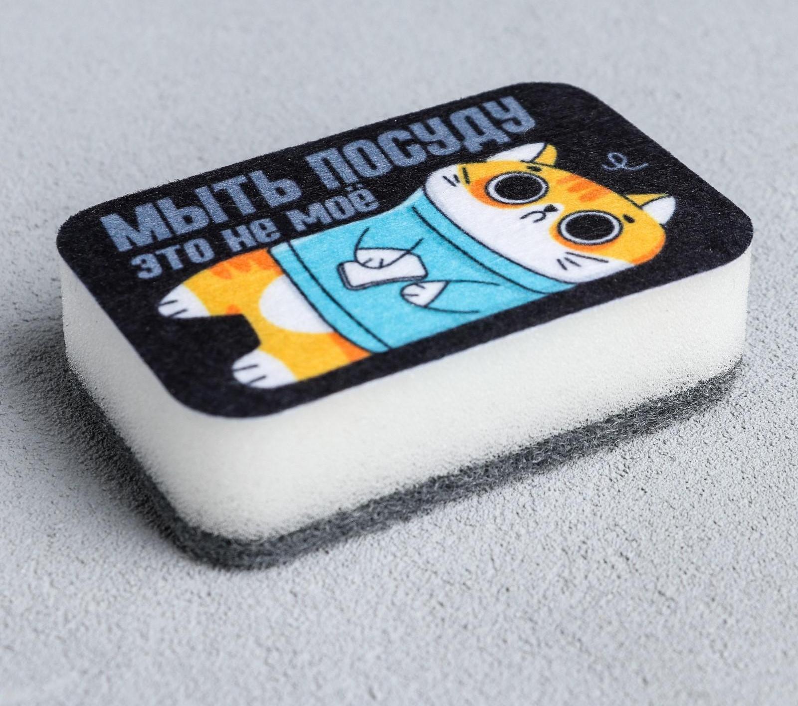 Губка для мытья посуды «Мыть посуду - это не моё» 9х6 см