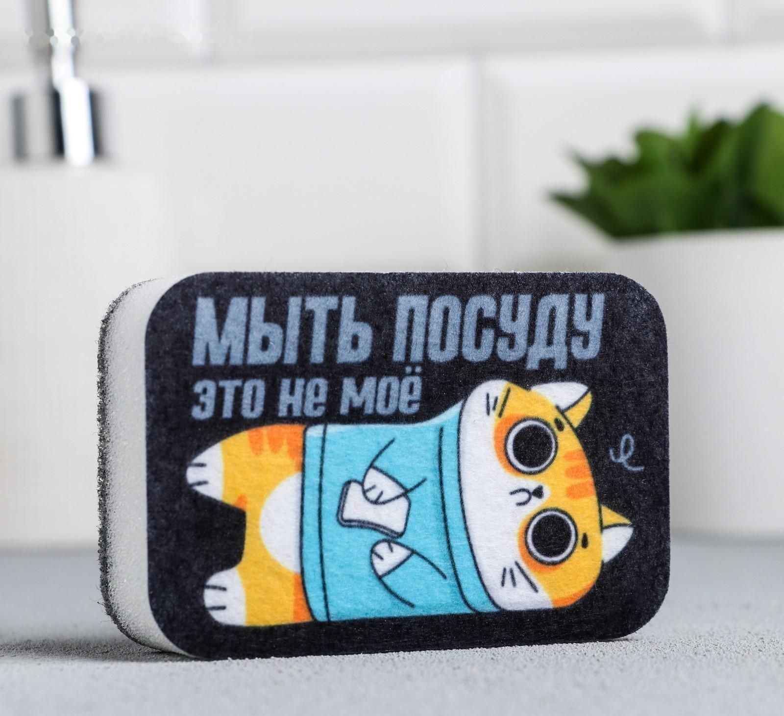 Губка для мытья посуды «Мыть посуду - это не моё» 9х6 см