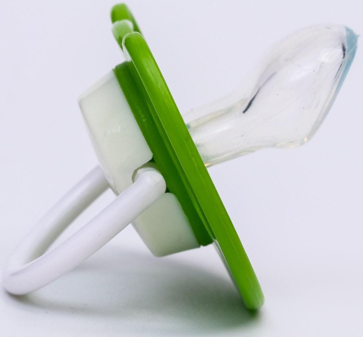 Соска - пустышка ортодонтическая, силикон, +6 мес., с колпачком «Лягушка», цвет зелёный