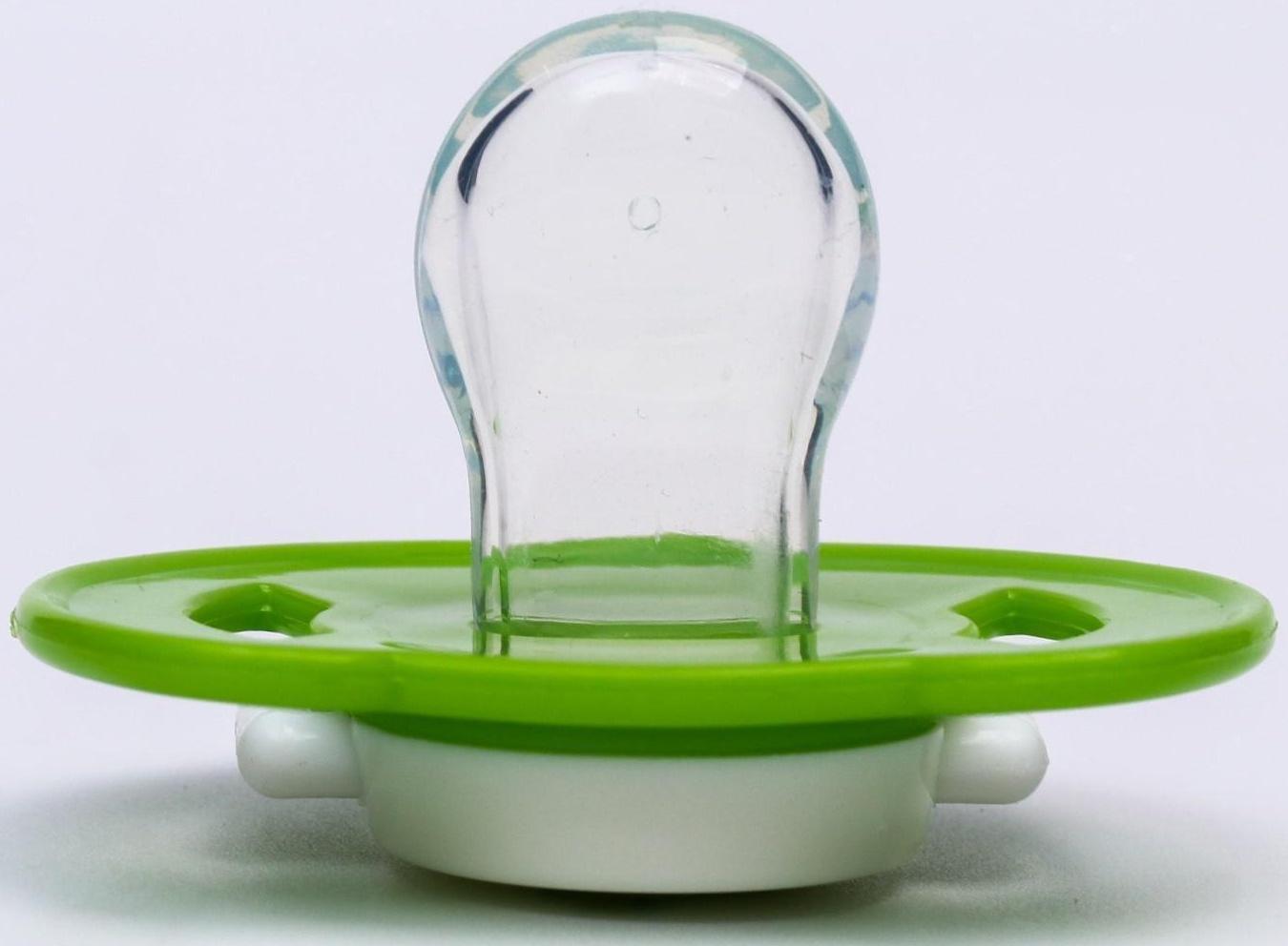 Соска - пустышка ортодонтическая, силикон, +6 мес., с колпачком «Лягушка», цвет зелёный