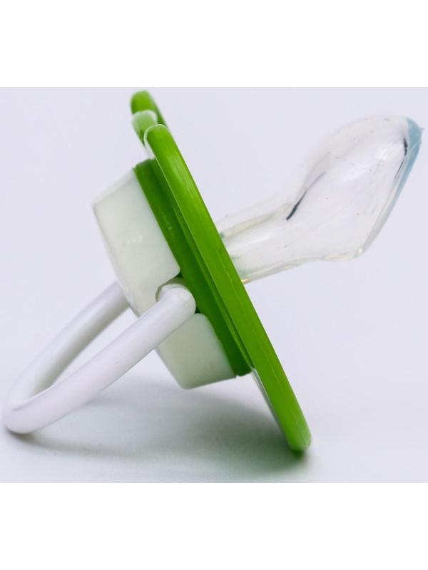 Соска - пустышка ортодонтическая, силикон, +6 мес., с колпачком «Лягушка», цвет зелёный