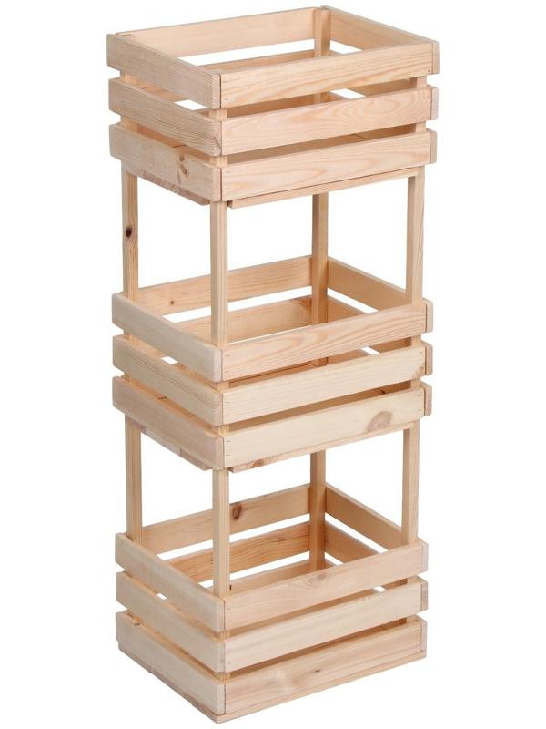 Ящик для овощей, 100 × 40 × 30 см, деревянный, трехуровневый