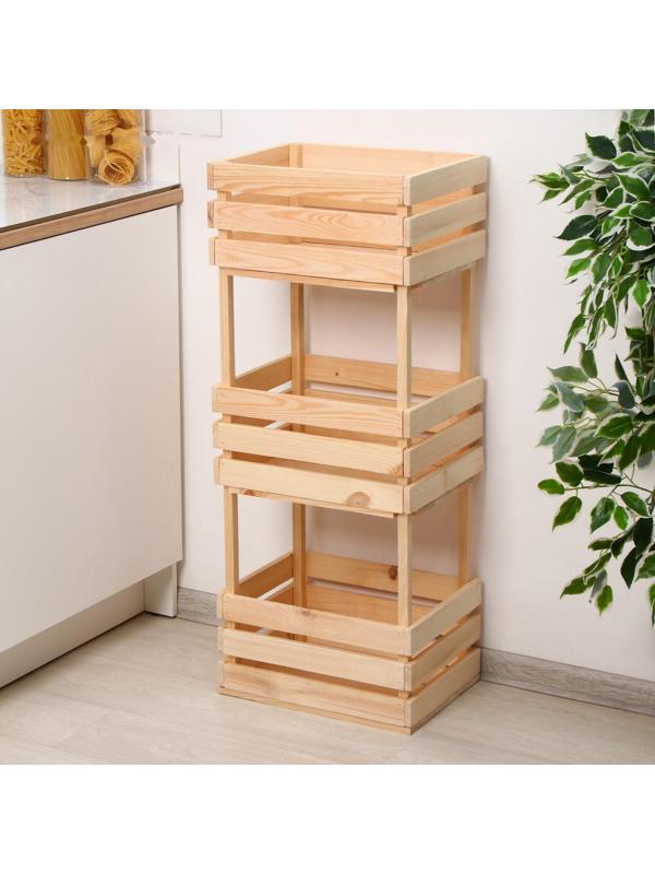 Ящик для овощей, 100 × 40 × 30 см, деревянный, трехуровневый