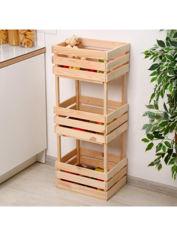 Ящик для овощей, 100 × 40 × 30 см, деревянный, трехуровневый