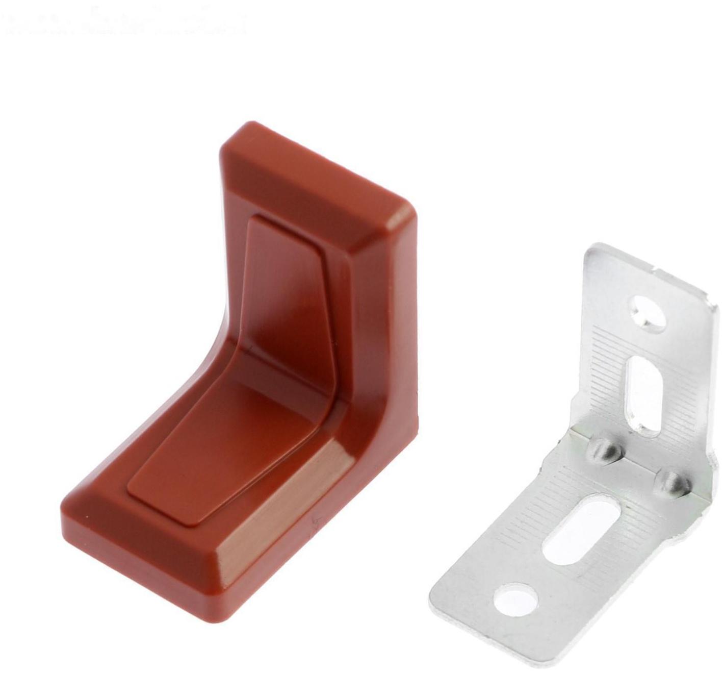 Уголок ТУНДРА, с декоративной накладкой, 26х26 мм, коричневый/цинк, 1 шт.