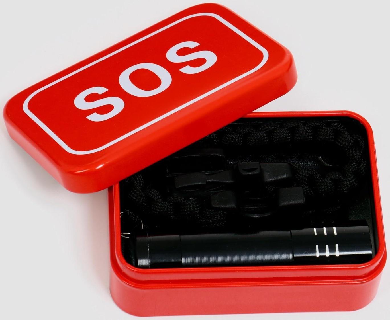 Набор для выживания 4в1 (фонарь, карта для выживания, паракорд, компас)