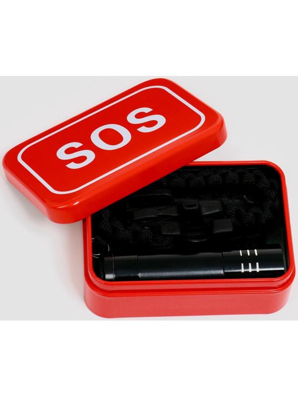 Набор для выживания 4в1 (фонарь, карта для выживания, паракорд, компас)