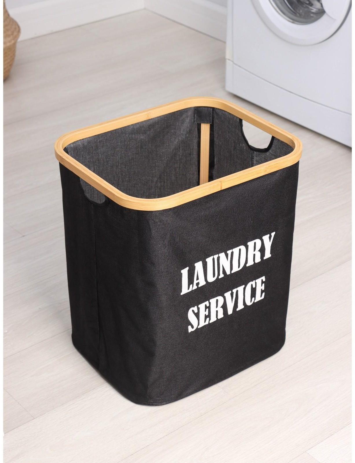 Корзина для белья прямоугольная Доляна «Модерн», 41×33,5×46,5 см, цвет чёрный