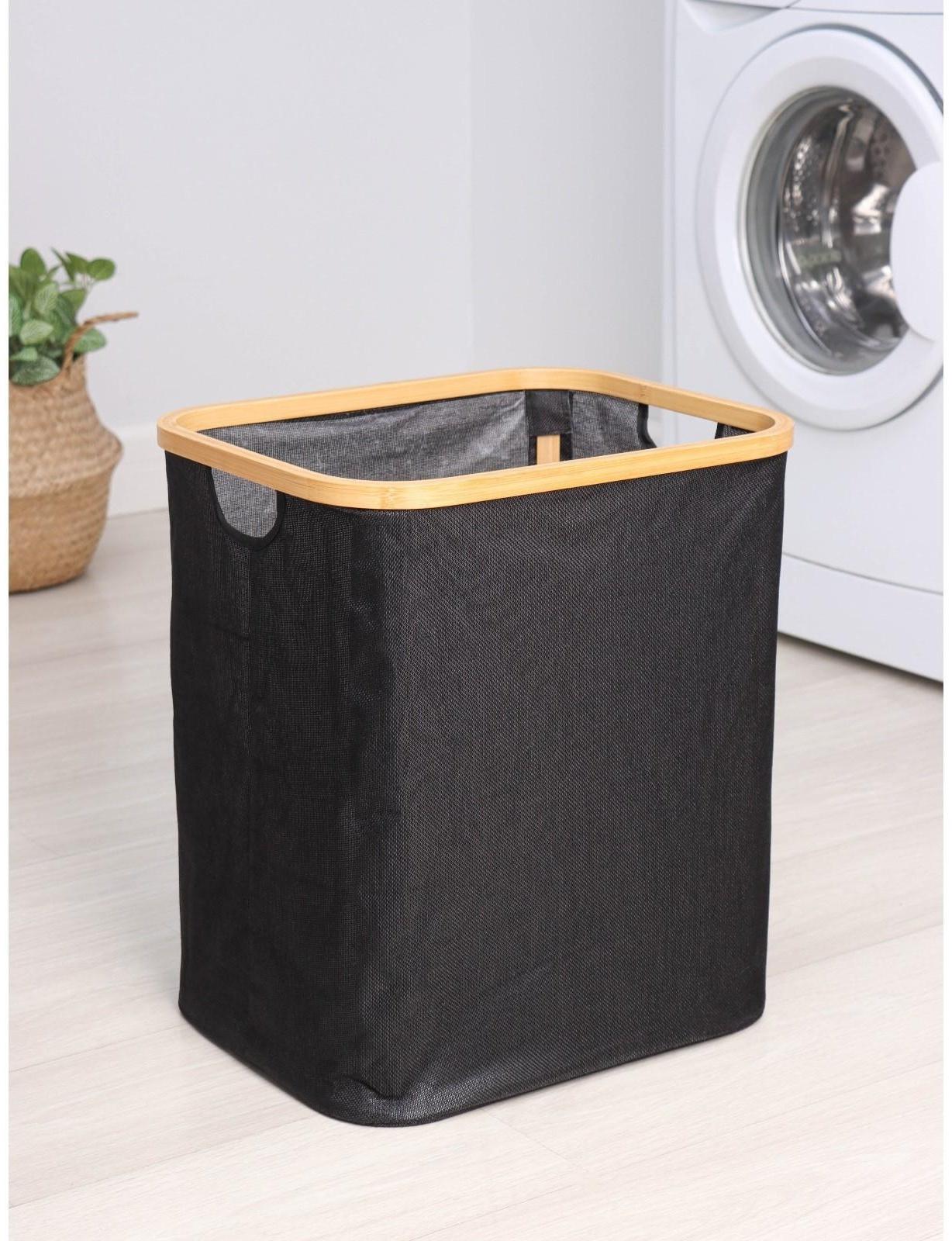 Корзина для белья прямоугольная Доляна «Модерн», 41×33,5×46,5 см, цвет чёрный