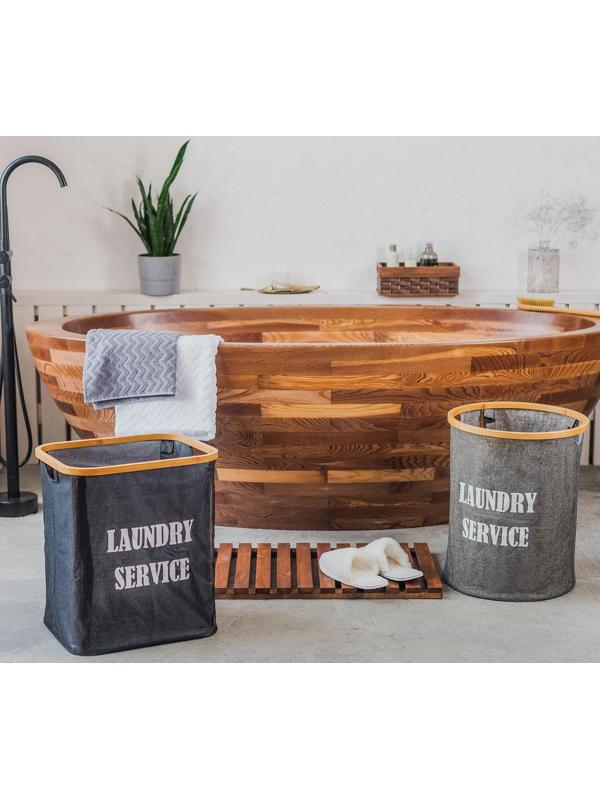 Корзина для белья прямоугольная Доляна «Модерн», 41×33,5×46,5 см, цвет чёрный