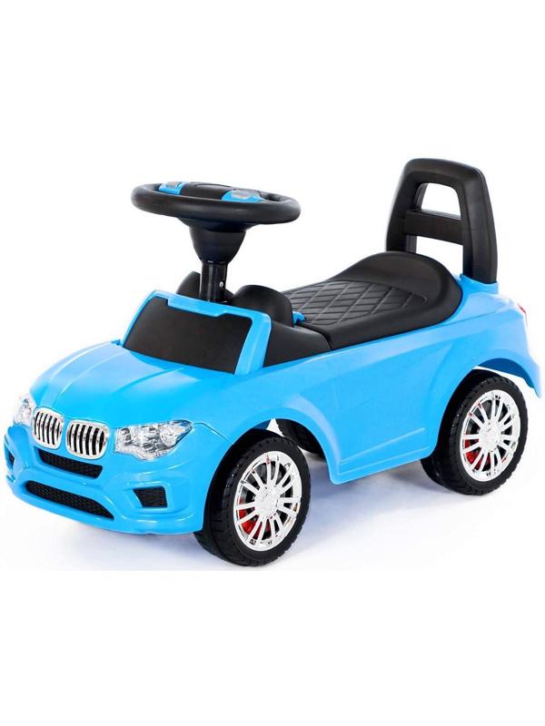 Каталка-автомобиль SuperCar №5 со звуковым сигналом, цвет голубой