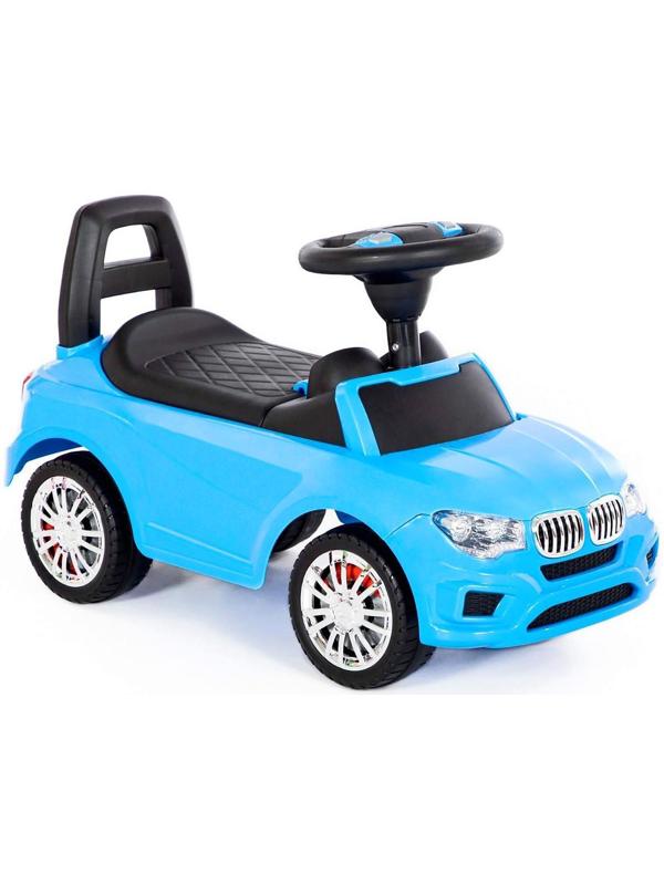 Каталка-автомобиль SuperCar №5 со звуковым сигналом, цвет голубой