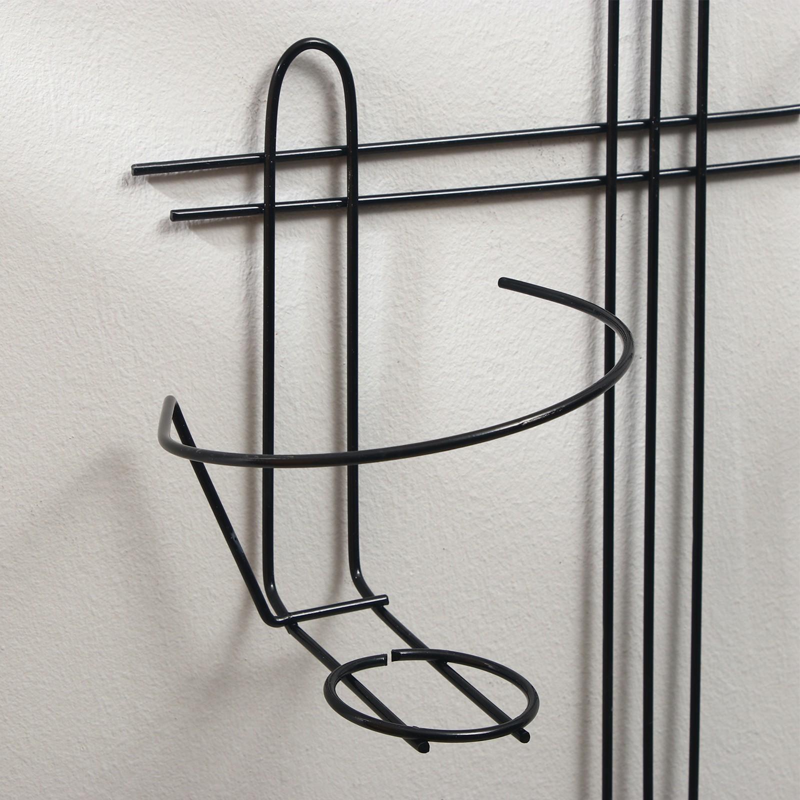 Подвес для кашпо настенный «Прямая-3», d = 16 см, чёрный