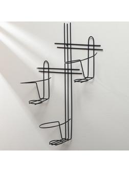 Подвес для кашпо настенный «Прямая-3», d = 16 см, чёрный