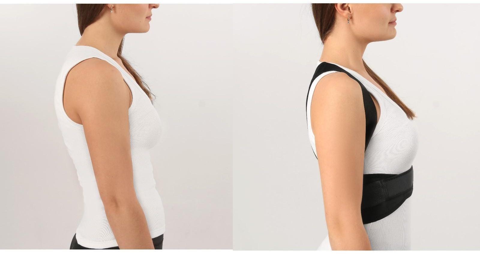 Массажёр-фиксатор для осанки и поясницы, на фастексах, размер универсальный, картонная коробка, цвет чёрный