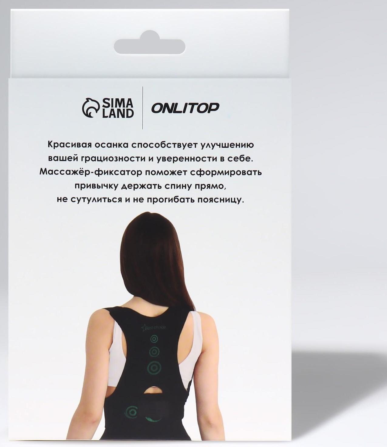 Массажёр-фиксатор для осанки и поясницы, на фастексах, размер универсальный, картонная коробка, цвет чёрный