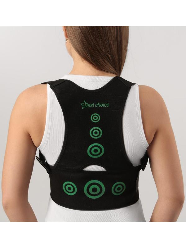 Массажёр-фиксатор для осанки и поясницы, на фастексах, размер универсальный, картонная коробка, цвет чёрный