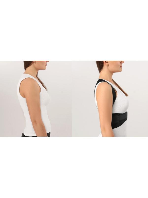 Массажёр-фиксатор для осанки и поясницы, на фастексах, размер универсальный, картонная коробка, цвет чёрный