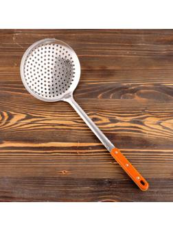 Шумовка для казана узбекская 48см, диаметр 17см, с деревянной ручкой