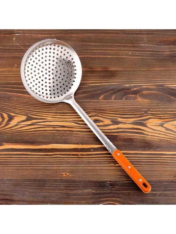 Шумовка для казана узбекская 48см, диаметр 17см, с деревянной ручкой