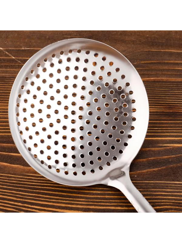 Шумовка для казана узбекская 48см, диаметр 17см, с деревянной ручкой